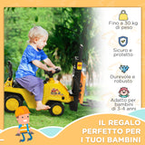 easycomfort easycomfort trattore a pedali per bambini 3 4 anni con muletto e spazio portaoggetti 86x27 5x47 5 cm giallo e nero