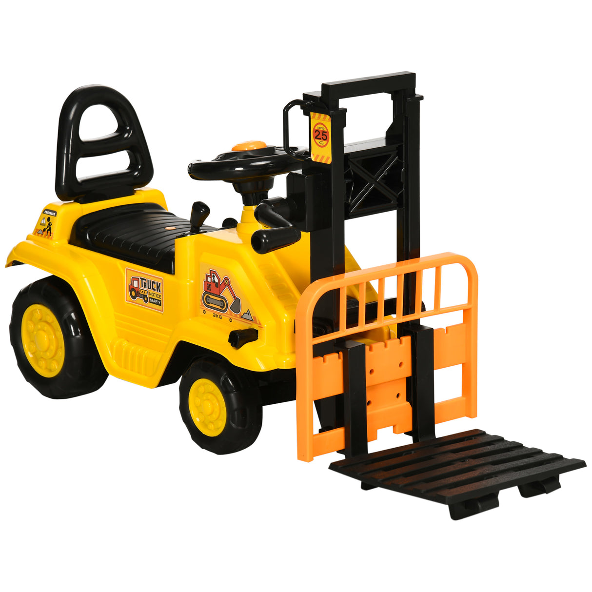 easycomfort easycomfort trattore a pedali per bambini 3 4 anni con muletto e spazio portaoggetti 86x27 5x47 5 cm giallo e nero