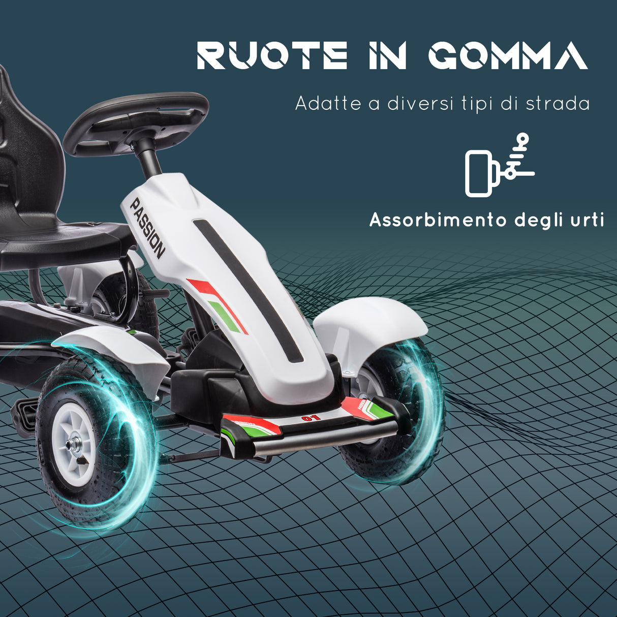 easycomfort easycomfort go kart a pedali per bambini 5 12 anni in plastica e metallo con sedile regolabile e freno a mano 121x58x61 cm