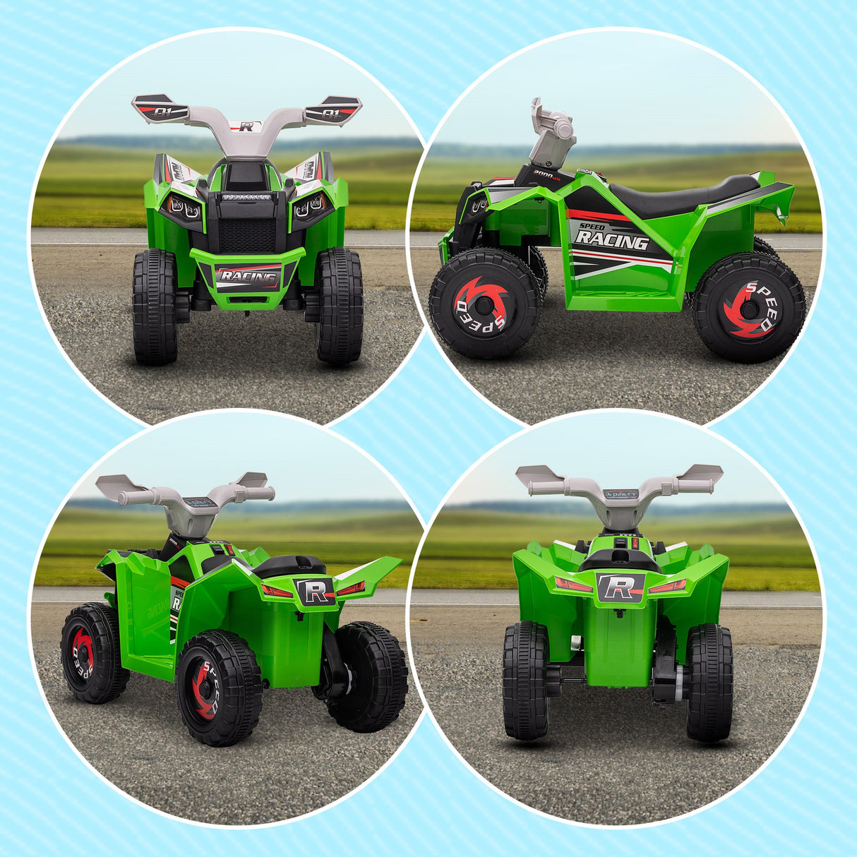 easycomfort easycomfort quad per bambini 18 36 mesi in pp e metallo velocita max 2 5 kmh 70x41 5x48 5 cm verde grigio e nero
