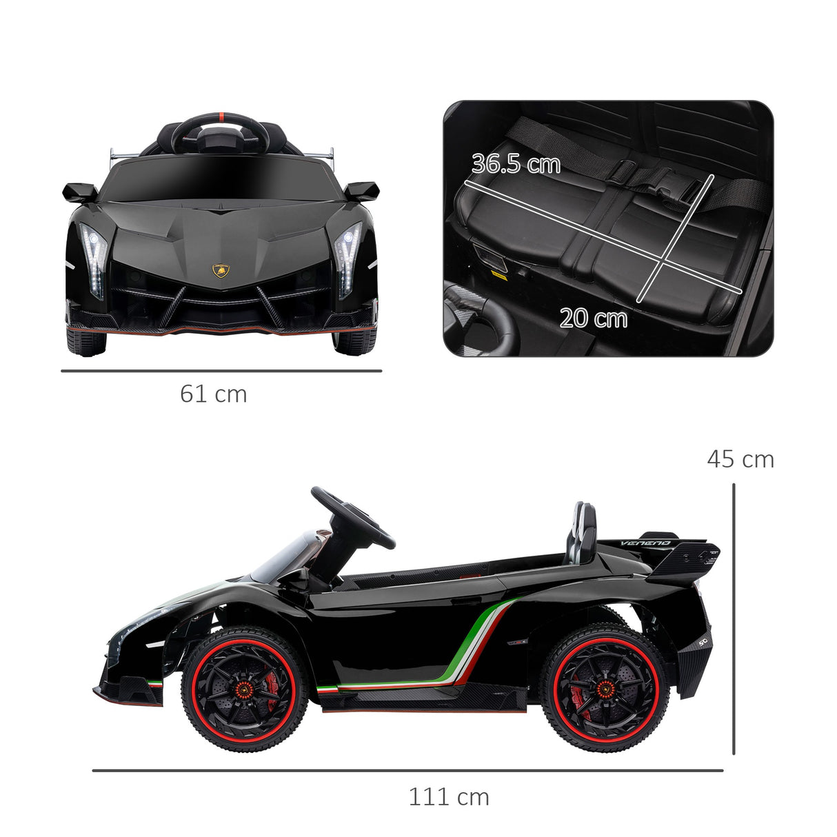 easycomfort easycomfort macchina elettrica per bambini lamborghini veneno 12v con telecomando eta 3 6 anni nero