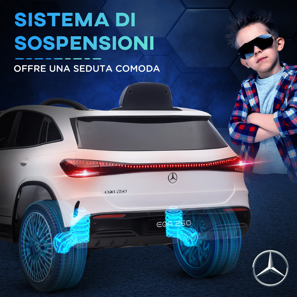 easycomfort easycomfort macchina elettrica per bambini 3 8 anni con telecomando fari e clacson 111 5x69x52 5 cm bianca e nera