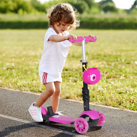 easycomfort easycomfort monopattino 3 ruote per bambini con sedile e maniglione manubrio con altezza regolabile 62x25x72 5cm rosa