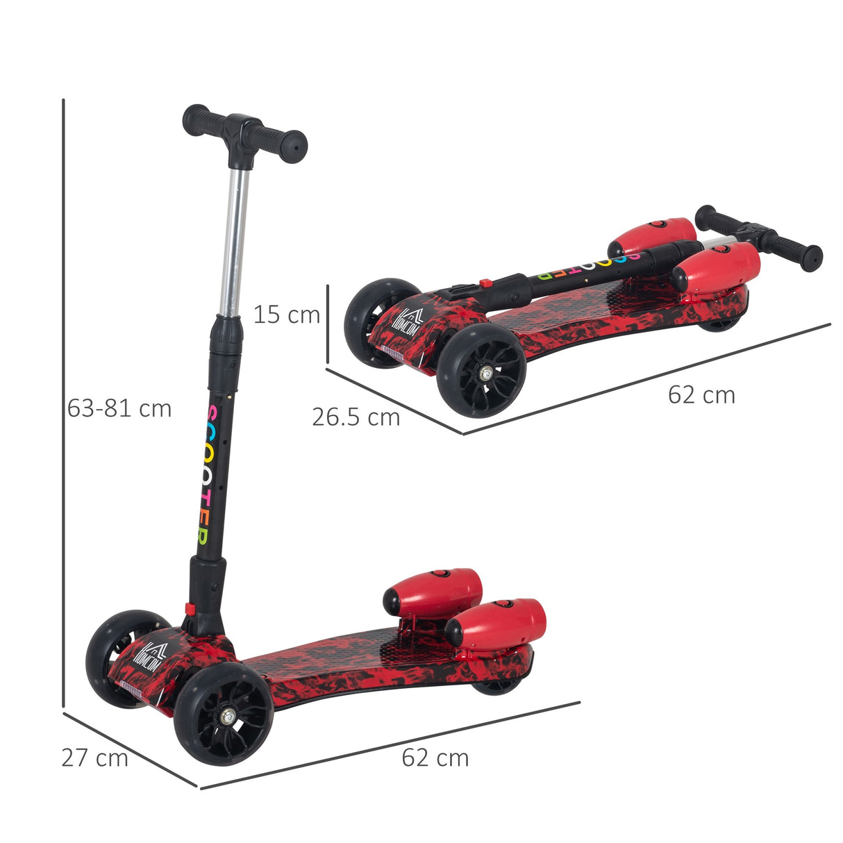 easycomfort easycomfort monopattino 3 ruote pieghevole altezza regolabile per bambini 3 8 anni rosso