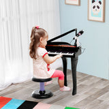 easycomfort easycomfort pianoforte elettrico giocattolo strumento musicale per bambini con 37 tasti microfono e sgabello 48x39x69cm nero
