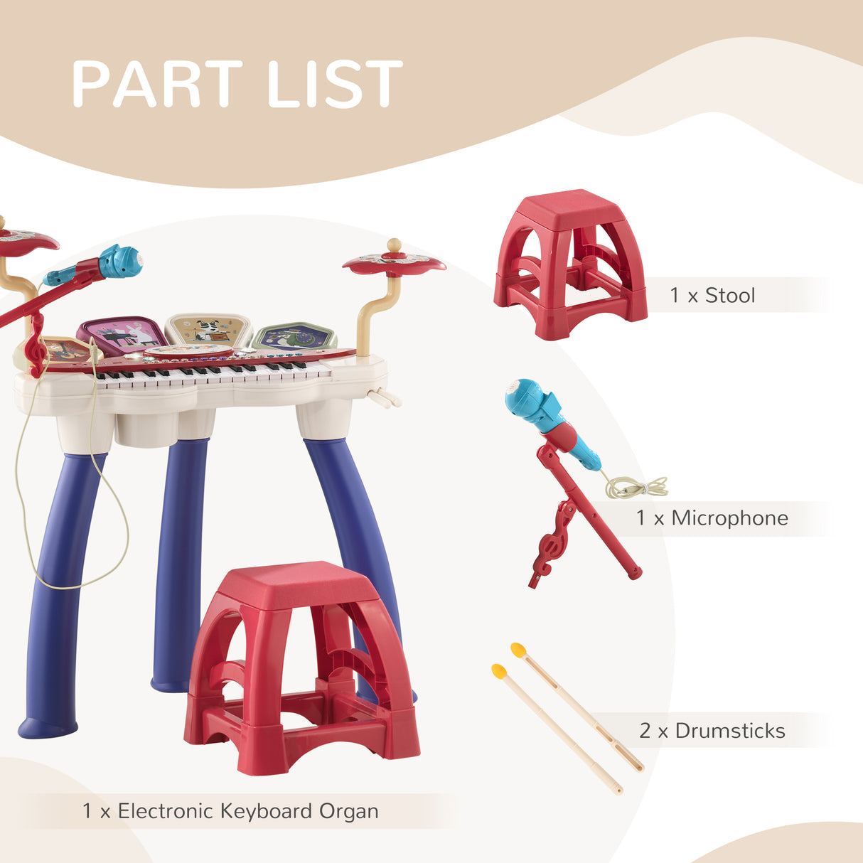 easycomfort easycomfort pianola per bambini 3 6 anni con sgabello microfono tamburo e bacchette in pp e abs 74x32 2x71 cm
