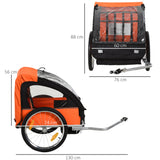 easycomfort easycomfort rimorchio bici bambini 2 posti con cinture di sicurezza e copertura arancione