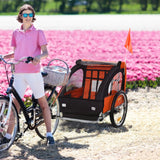 easycomfort easycomfort rimorchio bici bambini 2 posti con cinture di sicurezza e copertura arancione