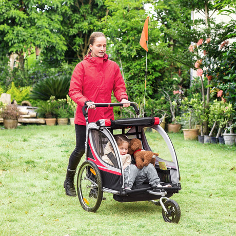easycomfort easycomfort rimorchio bici per bambini passeggino design 2 in 1 con freno cintura a 5 punti e tasche laterali 116 142x75x101cm multicolore