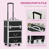 easycomfort easycomfort trolley valigetta porta trucchi professionale blocco con 2 chiavi e ruote nero 36x23x52cm