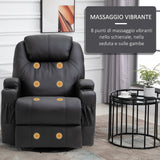 easycomfort easycomfort poltrona relax massaggiante con 8 punti 5 modalita e 2 intensita reclinabile con poggiapiedi e girevole 84x92x109cm nero