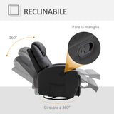 easycomfort easycomfort poltrona relax massaggiante con 8 punti 5 modalita e 2 intensita reclinabile con poggiapiedi e girevole 84x92x109cm nero