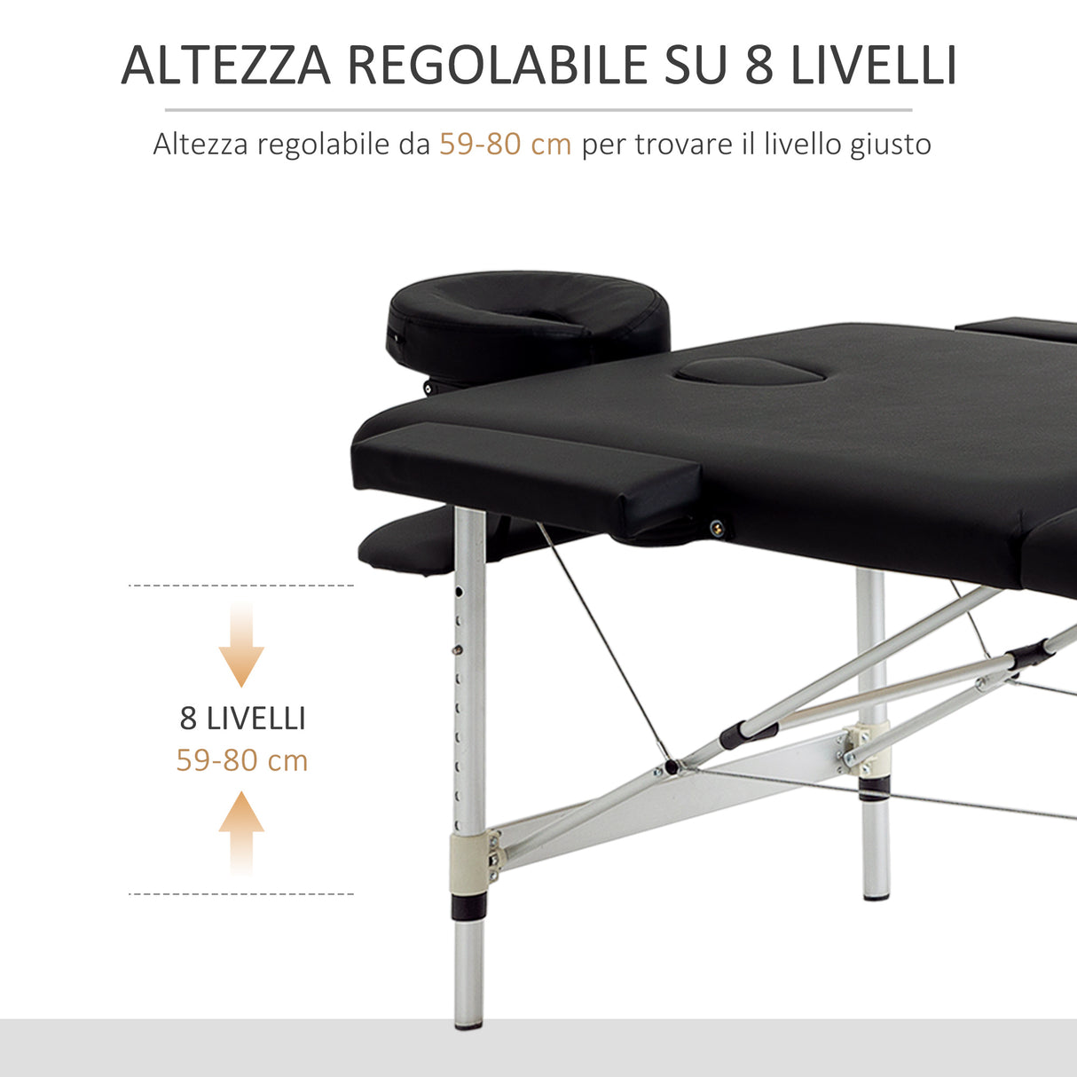 easycomfort easycomfort lettino massaggio pieghevole in legno altezza regolabile e custodia da trasporto per estetista e terapista nero