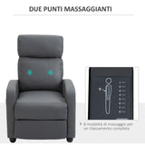 easycomfort easycomfort poltrona relax massaggiante con telecomando e 8 programmi reclinazione e poggiapiedi 68x88x98cm grigio