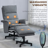 easycomfort easycomfort poltrona relax massaggiante con pouf e telecomando 8 punti massaggio e 5 programmi grigio