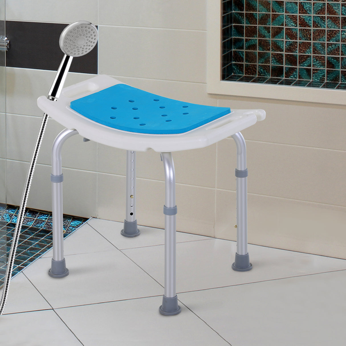 easycomfort easycomfort sgabello per doccia da bagno in lega di alluminio e plastica antiscivolo altezza regolabile 6 livelli 39 52cm ean 8054111840545