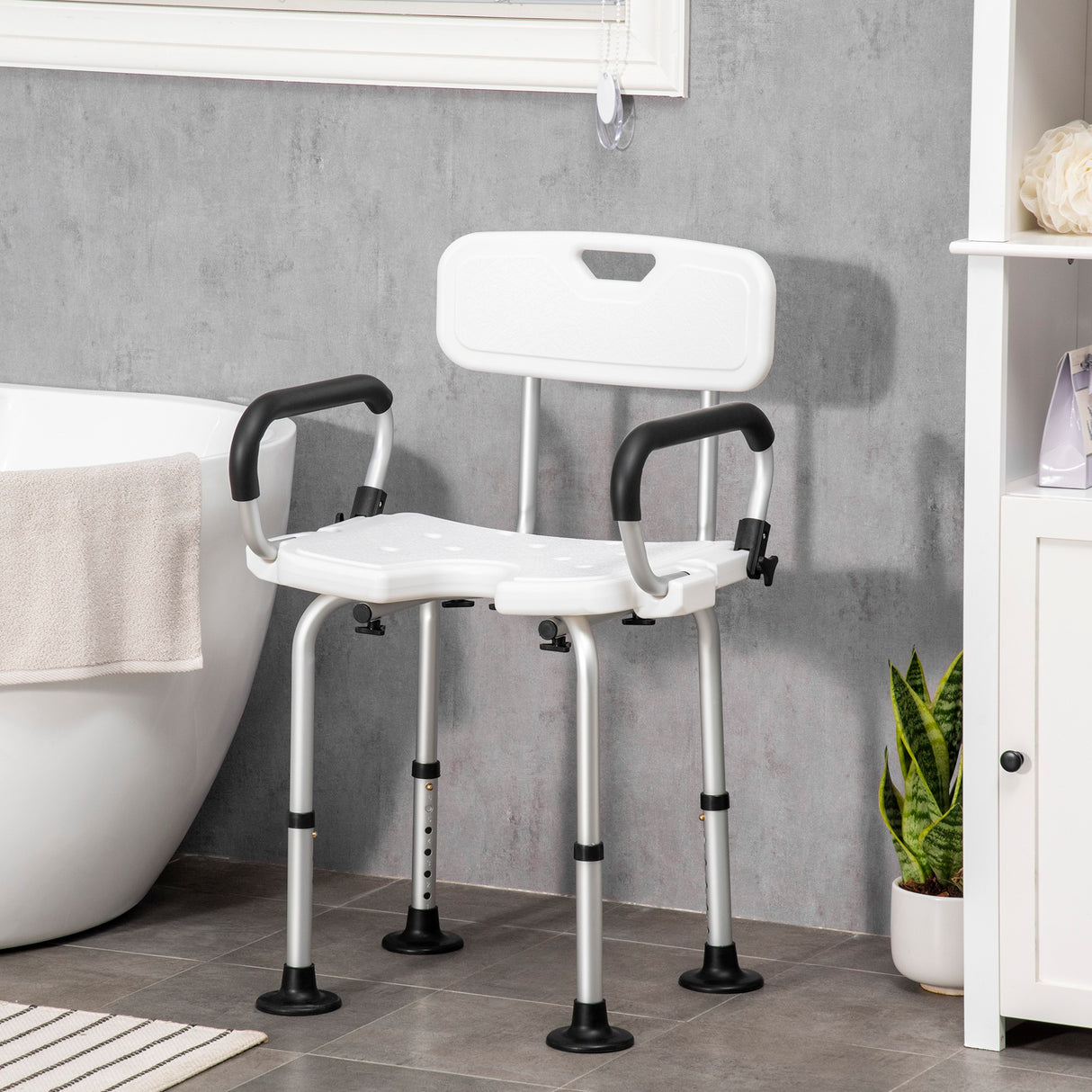 easycomfort easycomfort sedia per doccia per anziani disabili e donne incinte imbottita con forma a u 54x52x70 82cm bianco