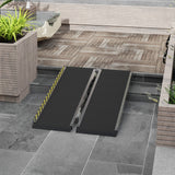 easycomfort easycomfort rampa per sedia a rotelle pieghevole in alluminio con deflettori e adesivi 122x73 6x5 1 cm nero