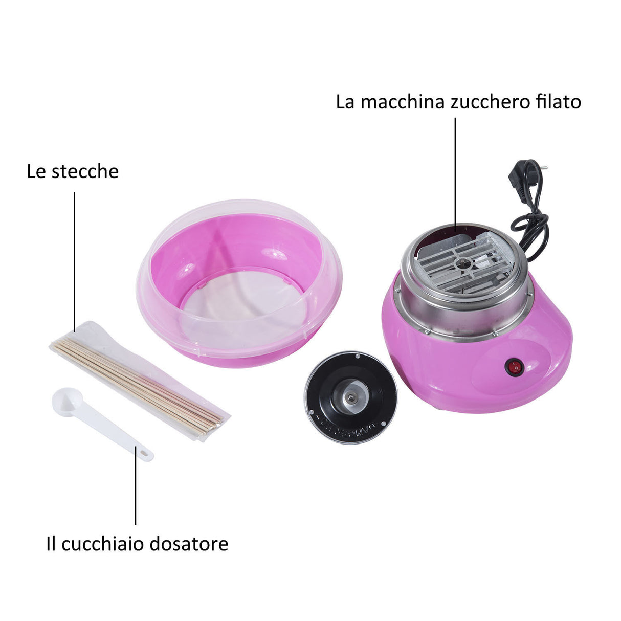 easycomfort easycomfort macchina per zucchero filato in pp acciaio inox e alluminio 450w 27 x 26 x 18cm rosa ean 8054111841412