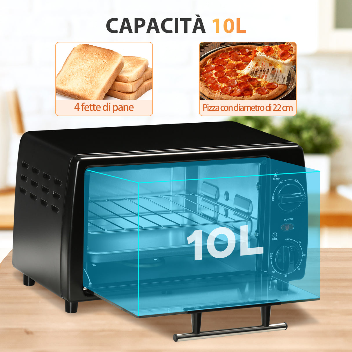 easycomfort easycomfort fornetto elettrico 10l da 750w con temperatura regolabile e timer 36 5x26x22 cm nero