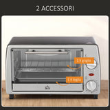 easycomfort easycomfort fornetto elettrico 10l temperatura regolabile e timer griglia e teglia incluse 750w 36 5x26x22cm argento nero