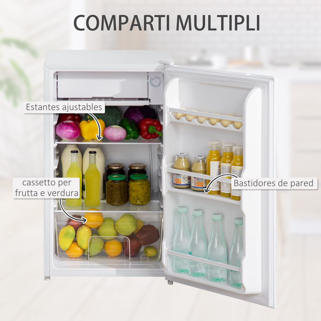 easycomfort frigo portatile da 91l con termostato regolabile scaffali a parete ripiani e un cassetto in metallo e plastica 47.5x44.2x84cm bianco