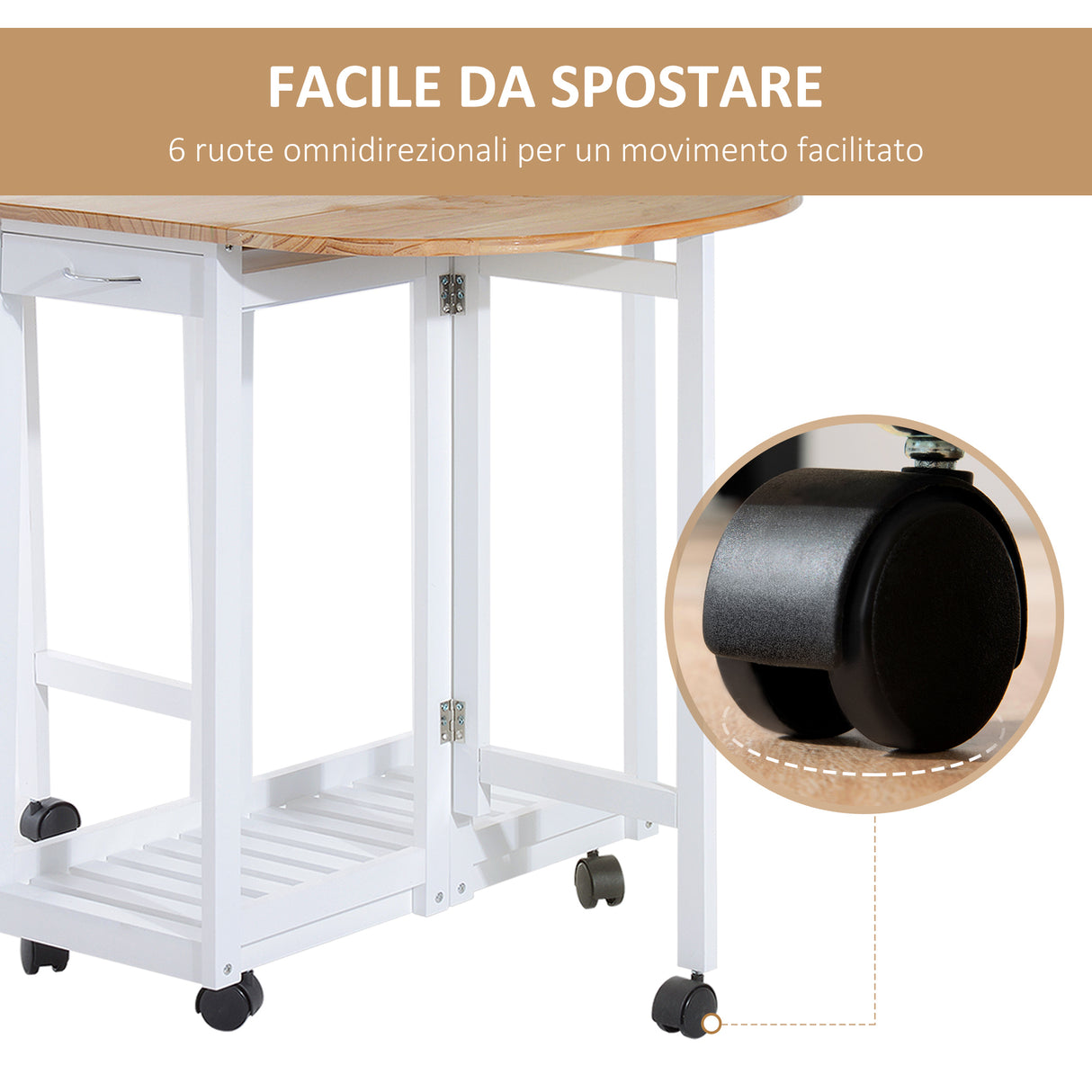 easycomfort easycomfort set 3 pezzi tavolo pieghevole da cucina e 2 sgabelli salvaspazio bianco e legno
