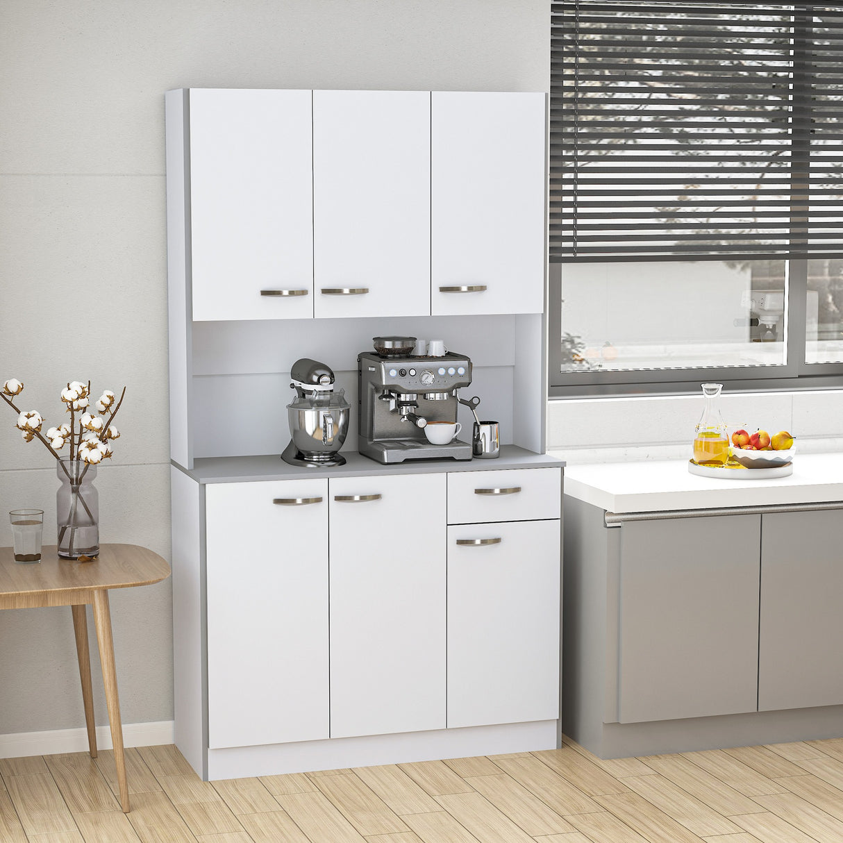 easycomfort easycomfort armadio con pensili da cucina in legno 101 x 39 x 180cm bianco