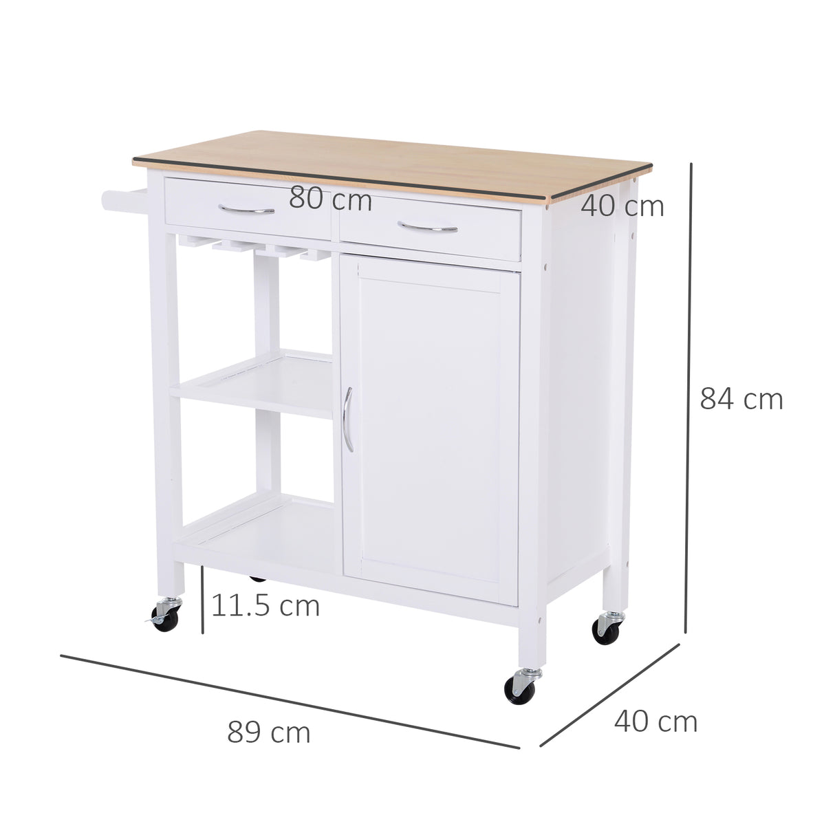 easycomfort easycomfort carrello da cucina classico con cassetti e ruote in legno salvaspazio 89x40x84cm ean 8054144134314