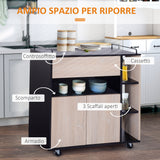 easycomfort easycomfort carrello da cucina multiuso moderno con ruote cassetto anta in legno rovere 765x40x82cm ean 8054144132174