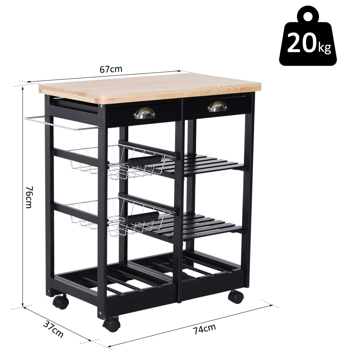 easycomfort easycomfort carrello da cucina con cassetti e portabottiglia vino legno e nero ean 8054144137247