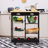 easycomfort easycomfort carrello da cucina con cassetti e portabottiglia vino legno e nero ean 8054144137247