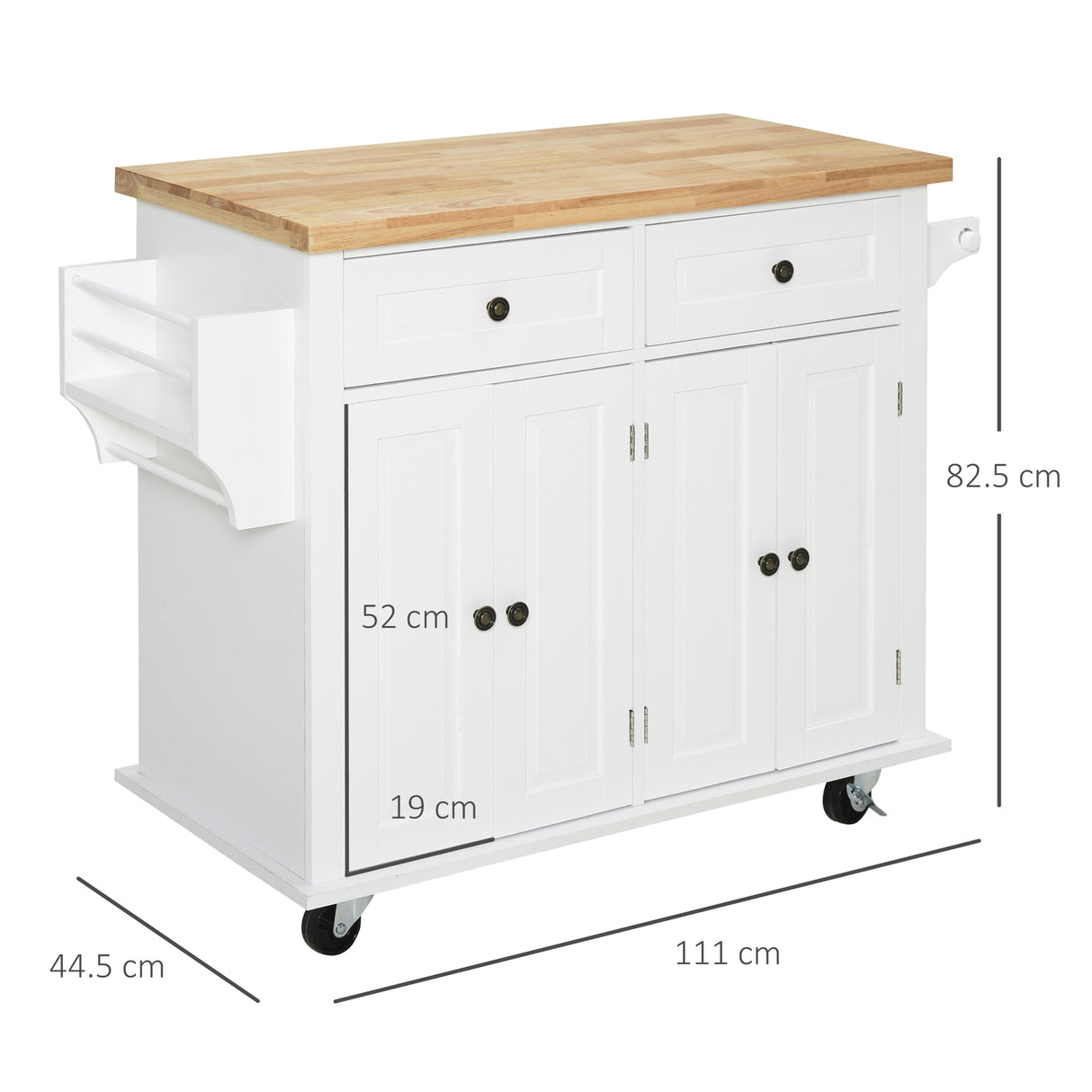 easycomfort easycomfort carrello da cucina portavivande con cassetti armadietti portaspezie e 4 ruote legno 111x44 5x82 5cm bianco