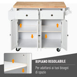 easycomfort easycomfort carrello da cucina portavivande con cassetti armadietti portaspezie e 4 ruote legno 111x44 5x82 5cm bianco
