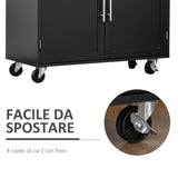 easycomfort easycomfort carrello da cucina con cassetti portaspezie e armadietto carrelloda portata con 4 ruote e piano di lavoro in legno 109x40x89cm nero