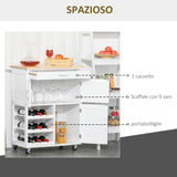 easycomfort easycomfort carrello portavivande carrellino per cucina in legno bianco con portabottiglie 1 cassetto e 3 antine 67x37x87cm