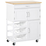 easycomfort easycomfort carrello portavivande carrellino per cucina in legno bianco con portabottiglie 1 cassetto e 3 antine 67x37x87cm