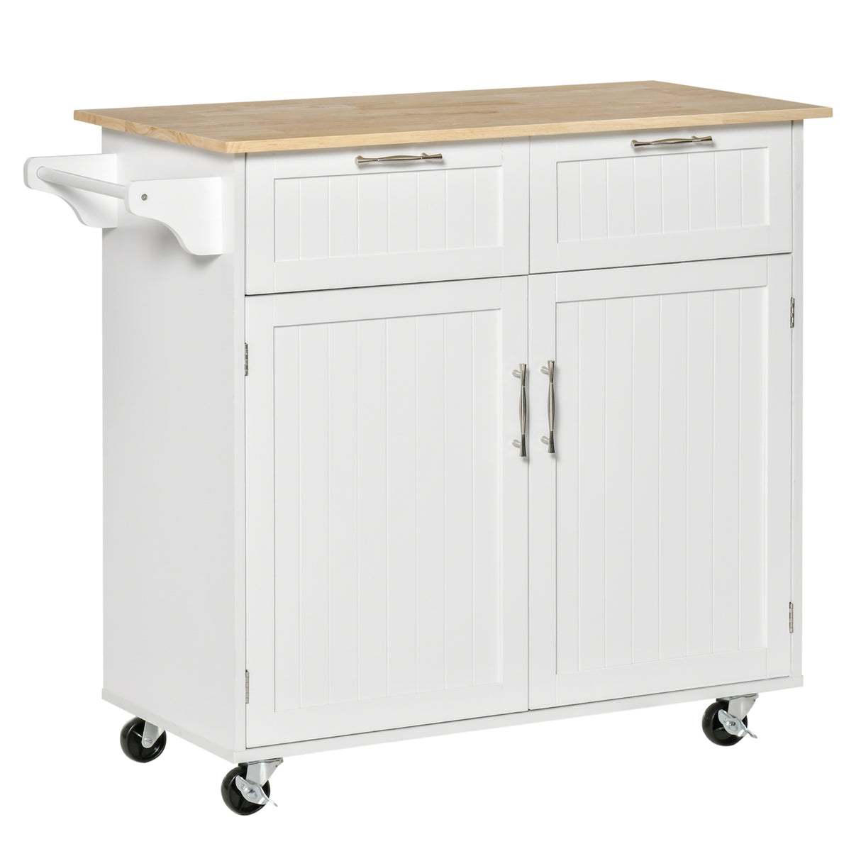 easycomfort easycomfort carrello da cucina multiuso in legno con 2 cassetti 104x46x91cm bianco