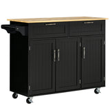 easycomfort easycomfort carrello da cucina in legno con 2 cassetti armadietto 3 ante e 4 ruote 121x46x91cm nero