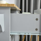 easycomfort easycomfort carrello da cucina multiuso in legno con 2 cassetti 3 antine e 4 ruote 121x46x91cm grigio