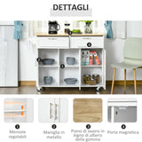 easycomfort easycomfort carrello da cucina multiuso in legno con 2 cassetti 3 antine e 4 ruote 121x46x91cm bianco