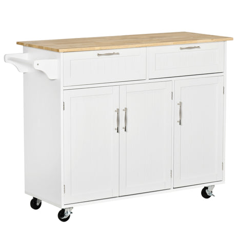 easycomfort easycomfort carrello da cucina multiuso in legno con 2 cassetti 3 antine e 4 ruote 121x46x91cm bianco