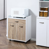 easycomfort easycomfort carrello da cucina portavivande per microonde con 4 ruote in legno 60x40x77cm rovere