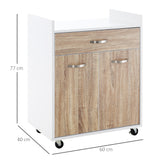 easycomfort easycomfort carrello da cucina portavivande per microonde con 4 ruote in legno 60x40x77cm rovere