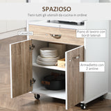 easycomfort easycomfort carrello da cucina portavivande per microonde con 4 ruote in legno 60x40x77cm rovere