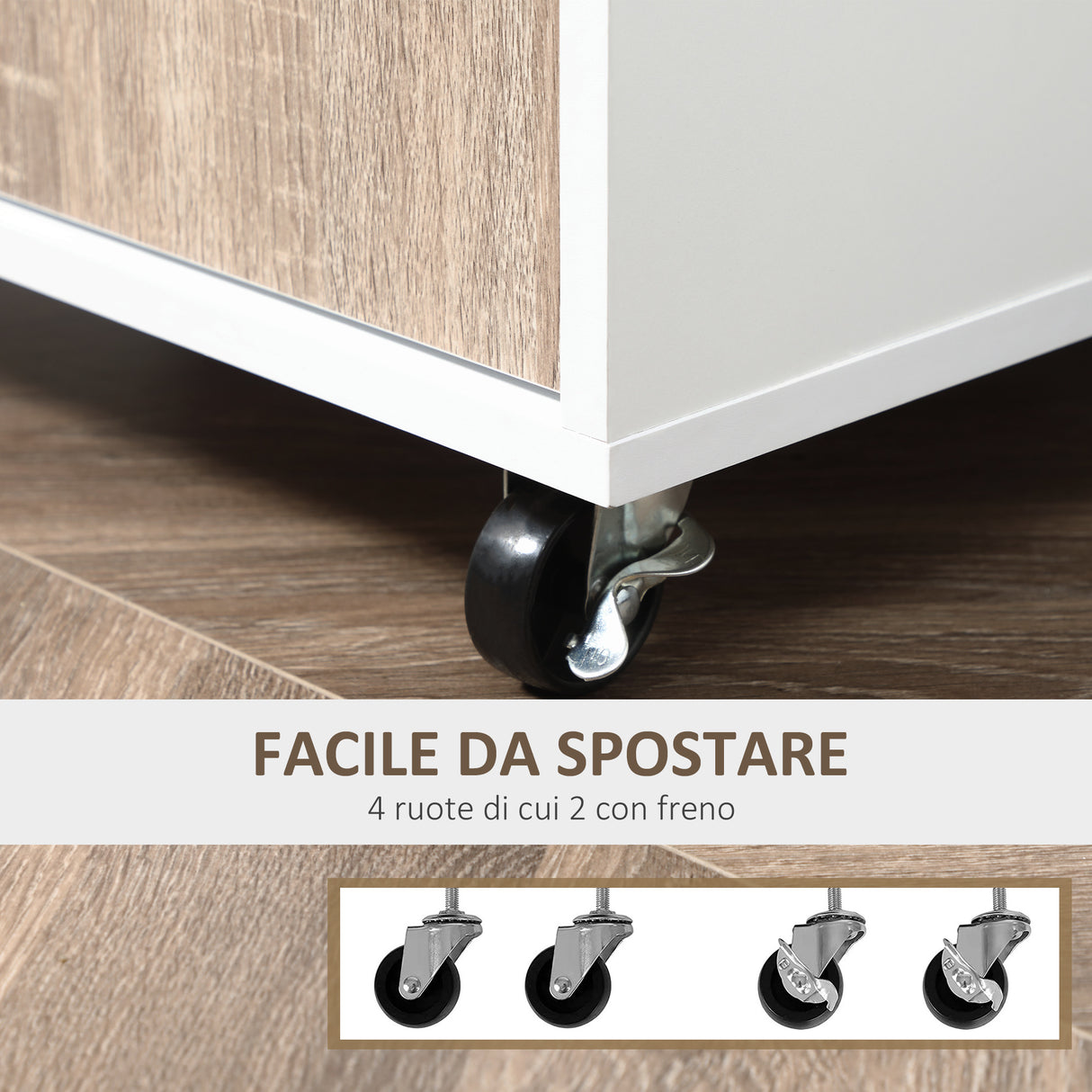easycomfort easycomfort carrello da cucina portavivande per microonde con 4 ruote in legno 60x40x77cm rovere