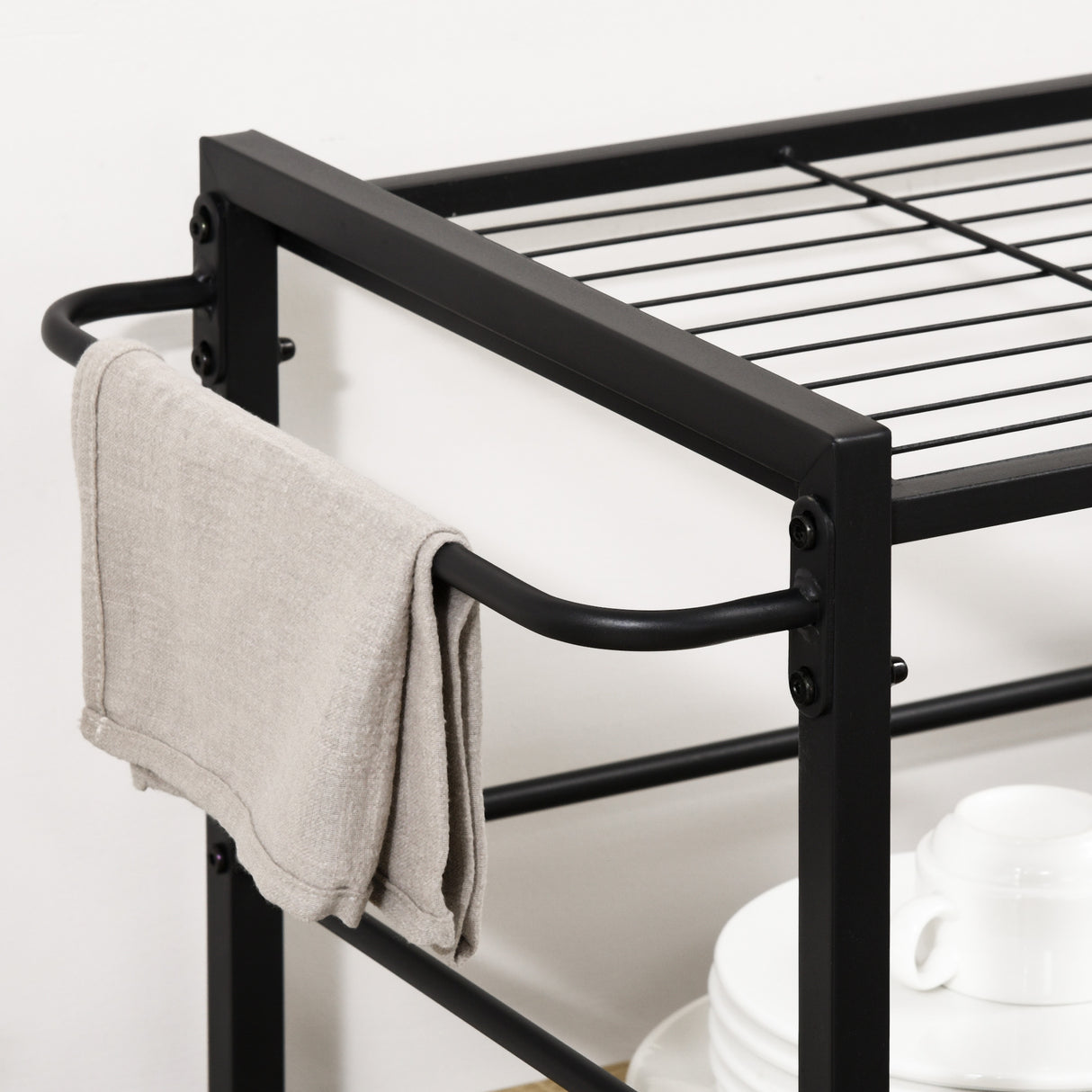 easycomfort easycomfort carrello da cucina a 3 ripiani con vassoio rimovibile e ruote girevoli 72x40x94cm legno e nero