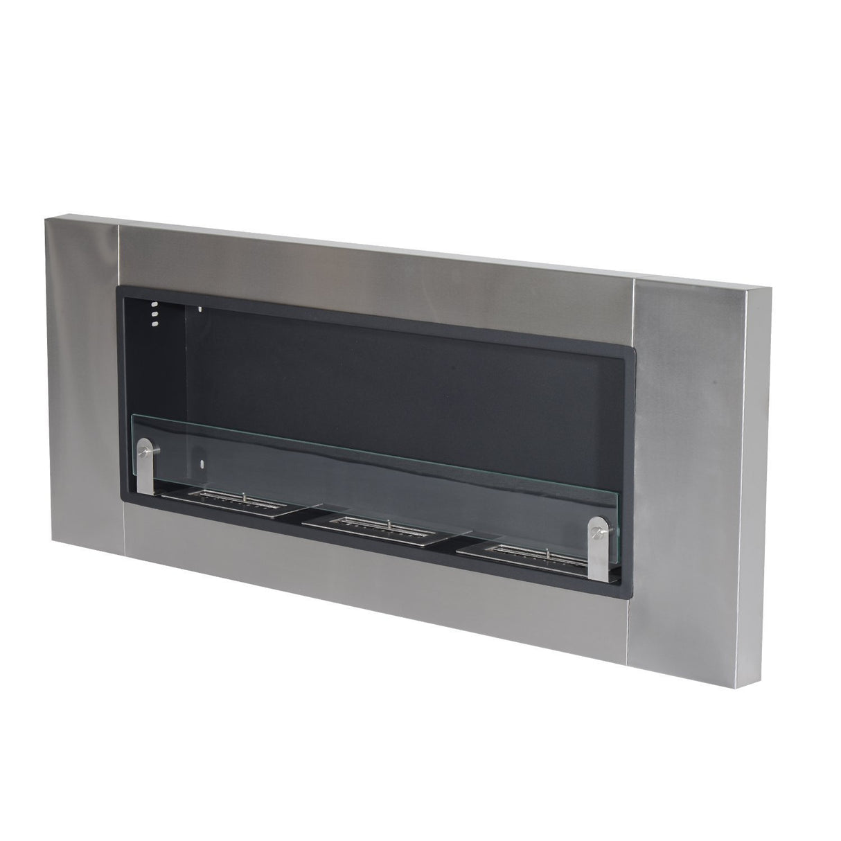 easycomfort easycomfort camino a bioetanolo in acciaio inox 3 serbatoi 1.5lt argento e nero 136x16x54cm