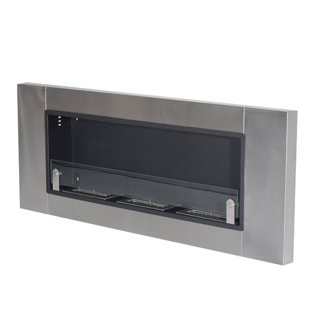 easycomfort easycomfort camino a bioetanolo in acciaio inox 3 serbatoi 1.5lt argento e nero 136x16x54cm