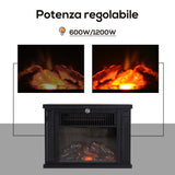 easycomfort easycomfort camino elettrico da terra potenza 600w 1200w in plastica e vetro temperato nero 34x17x25cm